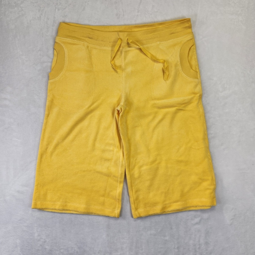 Plush & Lush Yellow Terry Lounge Shorts Women's Large‎ NWOT Drawstring Pockets